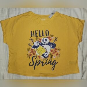 Old Navy Girls Yellow Kung Fu Panda Cropped Tee XL NWT